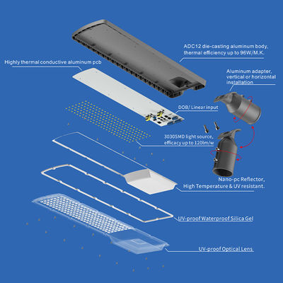 Yüksek Parlaklık AC85-265V 3000K 6500K LED Yol Işığı Otoyollar Şehir Sokakları Otoparklar