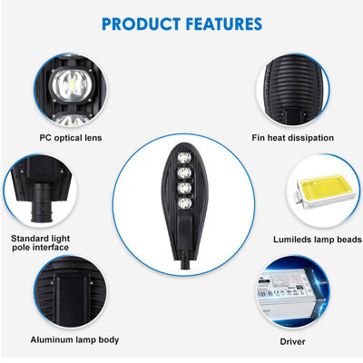 50W-250W Yüksek Güçlü LED Sokak Lambası, IP66 Su Geçirmezlik Derecesi ve 120 lm/W Verimlilik