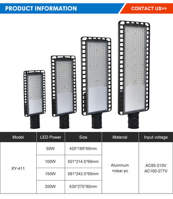 Enerji Verimli Dış Mekan Otoyol Sokak Lambası 50W/100W/150W/200W Alüminyum + PC