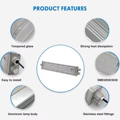 IP65 SMD2835 Tehlikeli Yerler İçin Alüminyum Tempered Camlı Patlama Güvenli LED Doğrusal Işık