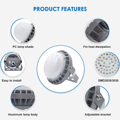 IP65 Su geçirmez Endüstriyel Yüksek Körfez Işığı 5500-6500K Renk Sıcaklığı ve Alüminyum + Tempered Glass Yapısı