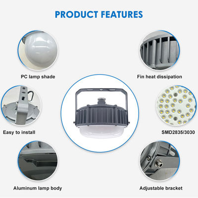 IP65 Su Geçirmez Yüksek Tavan Lambası 50W 100W 150W LED Patlamaya Dayanıklı Işık Alüminyum + Temperli Cam ile