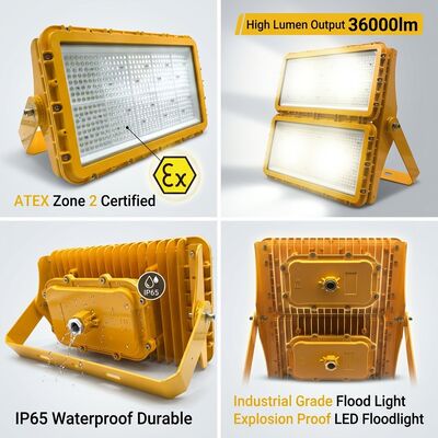 600W Patlamaya Dayanıklı LED Taşkın Işık ATEX Bölge 21 Bölge 22 Toz Korumalı Anti-Statik 78000lm IP66 Alüminyum Aydınlatma