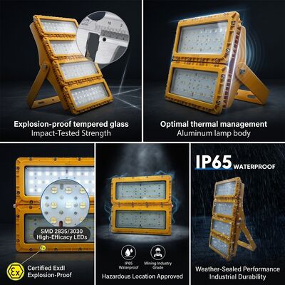 50000H Uzun ömürlü 300W LED Patlama Dayanıklı Sel Işığı 30 60 90 Çizgi LUMILEDS LM-80 ATEX IIb T6 IP65 Tehlikeli Aygıt