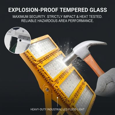 Compact Flameproof 600W LED Explosion Proof Flood Light LUMILEDS LM-80 ATEX IIb T6 IP65 425X485X165mm Hazardous Fixture