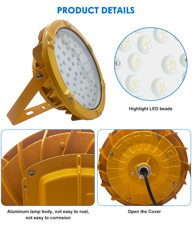 IP65 LED Patlamaya Dayanıklı Aydınlatma 50W-300W, Akaryakıt İstasyonları ve Tehlikeli Alanlar İçin
